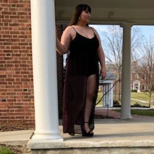 Black and maroon romper